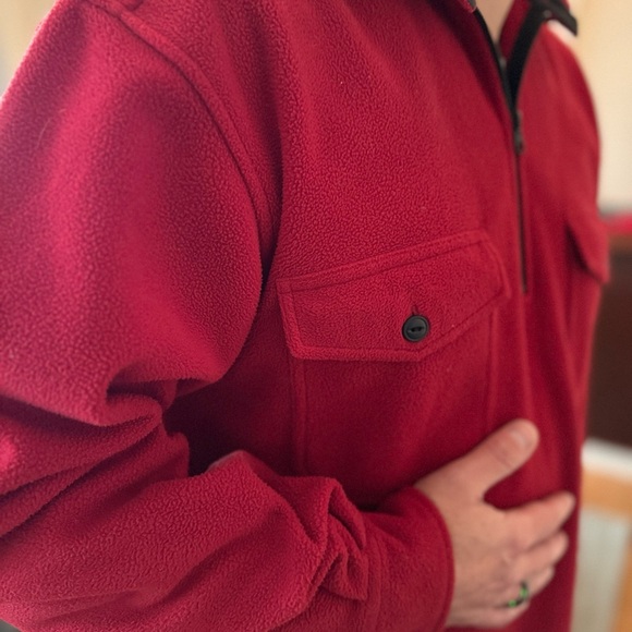 L.L.Bean 1/4 Zip Fleece Pull Over COZY!! Men’s Size M in Red - Picture 10 of 10